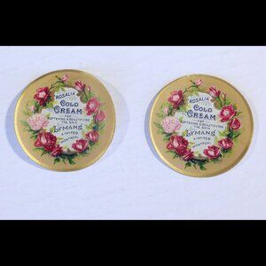 2 Vintage Cold Cream jar Labels Rosalia by Lymans Montreal roses flowers